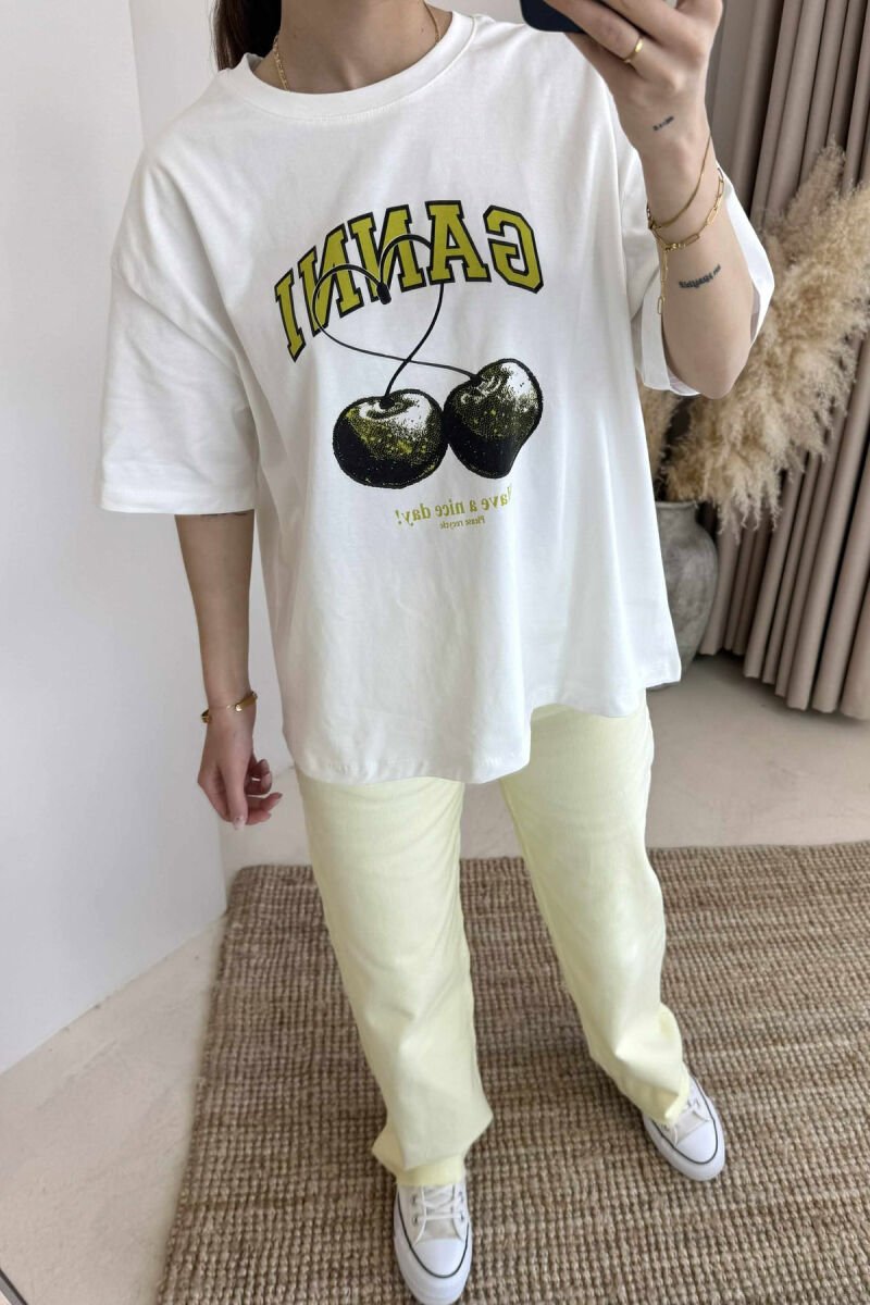 FRONT WRITTINGS IMAGE WOMEN T-SHIRT WHITE-E BARDHE - 6