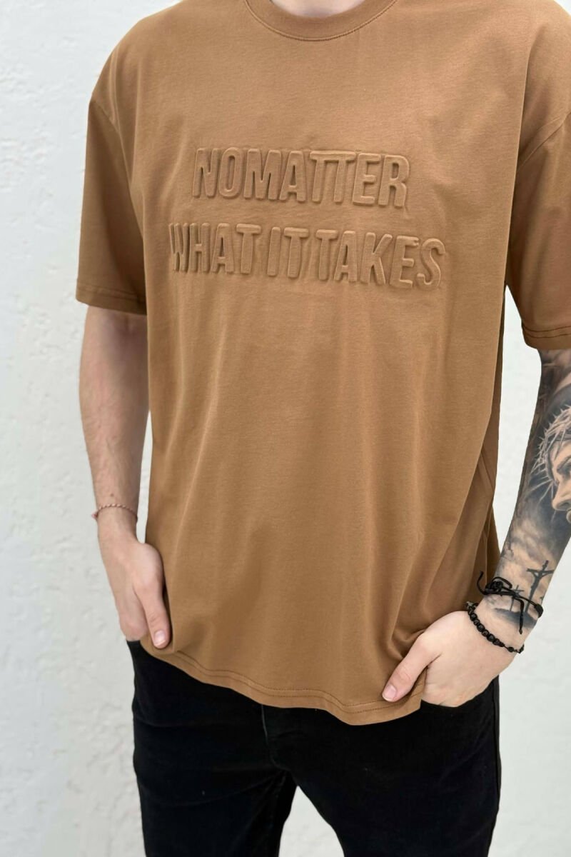 FRONT WRITTINGS MAN T-SHIRT BROWN/KAFE - 2