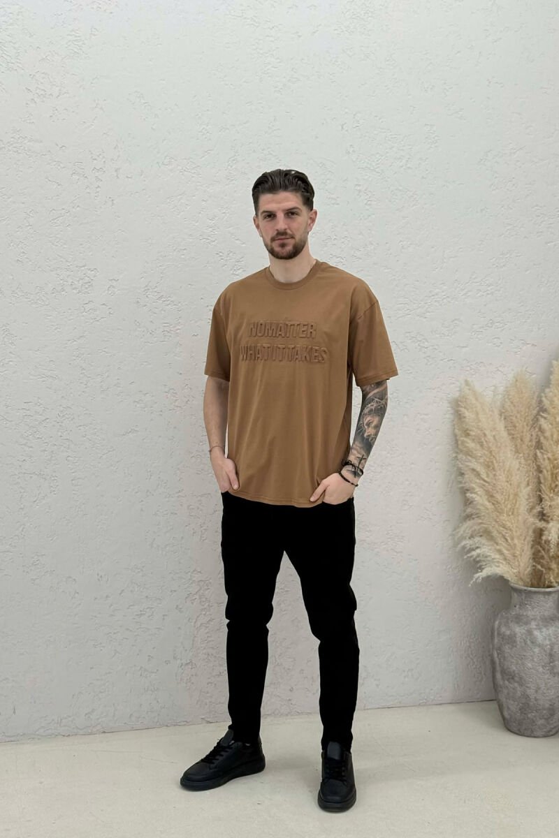 FRONT WRITTINGS MAN T-SHIRT BROWN/KAFE - 3