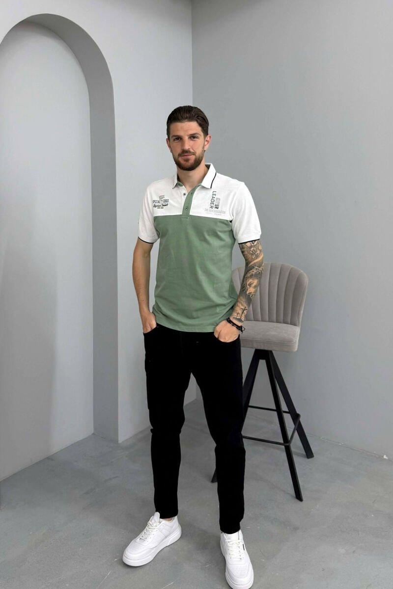 FRONT WRITTINGS MEN T SHIRT WHITE/GREEN-BAJE - 3