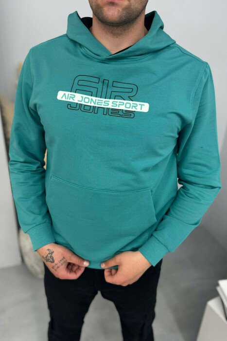 FRONT WRITTINGS ONE COLOR MEN HOODIE BLUE STONE/GK 