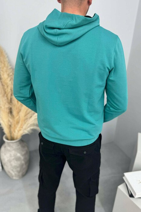 FRONT WRITTINGS ONE COLOR MEN HOODIE BLUE STONE/GK - 3