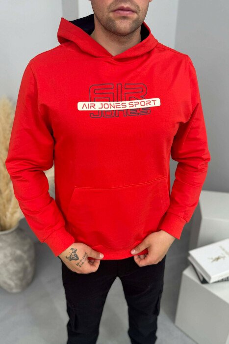 FRONT WRITTINGS ONE COLOR MEN HOODIE DARK ORANGE/POE 