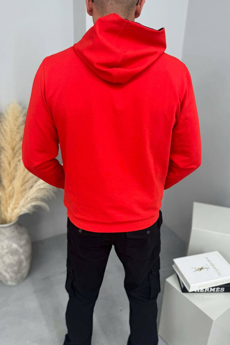 FRONT WRITTINGS ONE COLOR MEN HOODIE DARK ORANGE/POE - 3