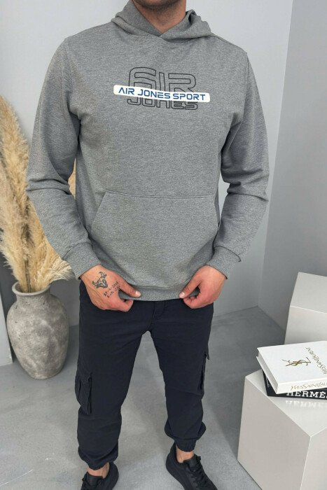 FRONT WRITTINGS ONE COLOR MEN HOODIE GREY/GRI - 2