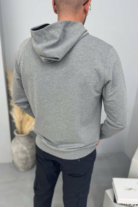 FRONT WRITTINGS ONE COLOR MEN HOODIE GREY/GRI - 3