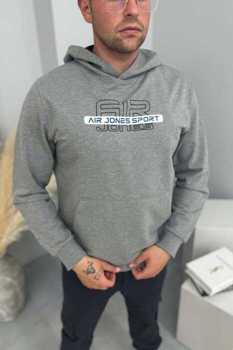 FRONT WRITTINGS ONE COLOR MEN HOODIE GREY/GRI 