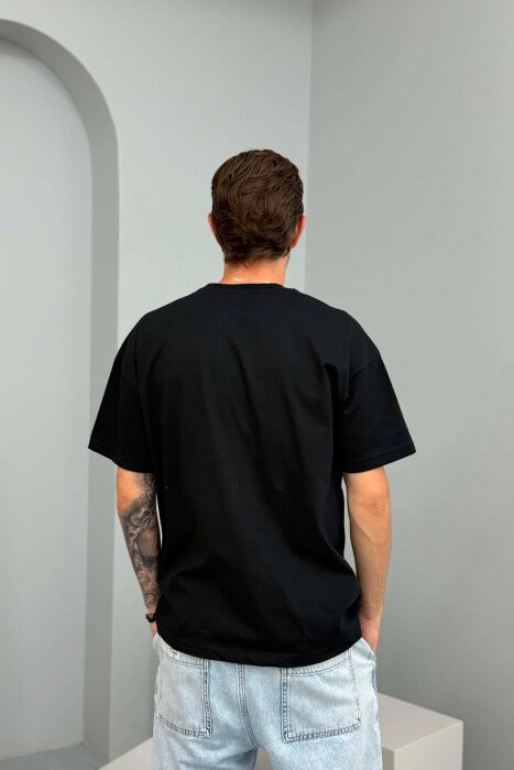FRONT WRITTINGS ONE COLOR MEN T-SHIRT BLACK/ E ZEZE - 2
