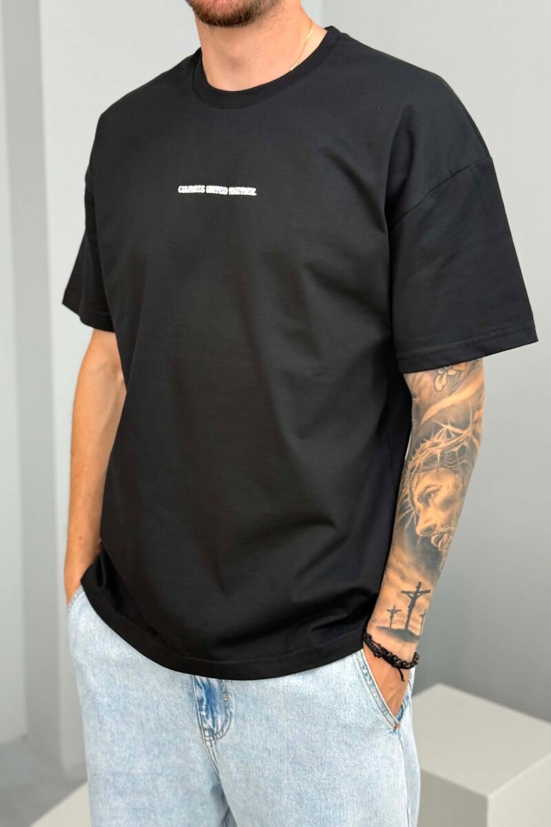 FRONT WRITTINGS ONE COLOR MEN T-SHIRT BLACK/ E ZEZE - 4