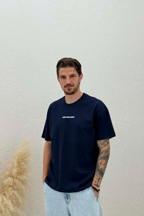 FRONT WRITTINGS ONE COLOR MEN T-SHIRT BLUE/BLU - 1