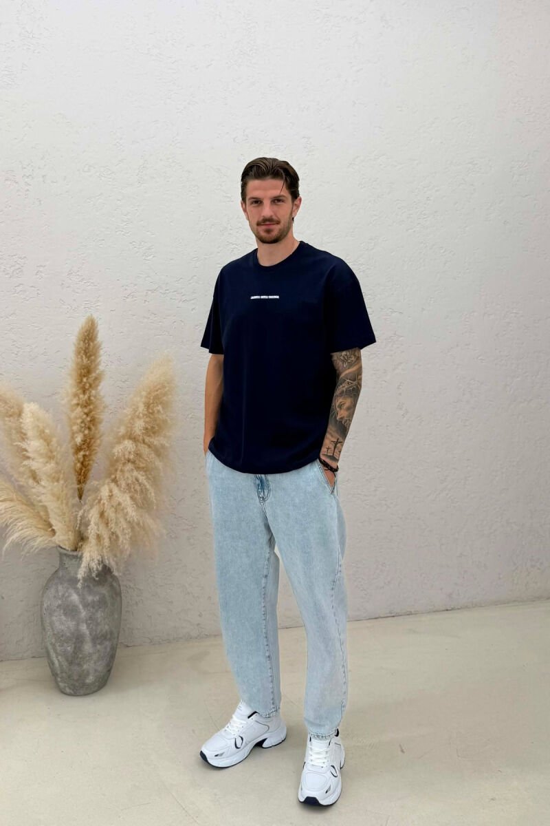 FRONT WRITTINGS ONE COLOR MEN T-SHIRT BLUE/BLU - 3