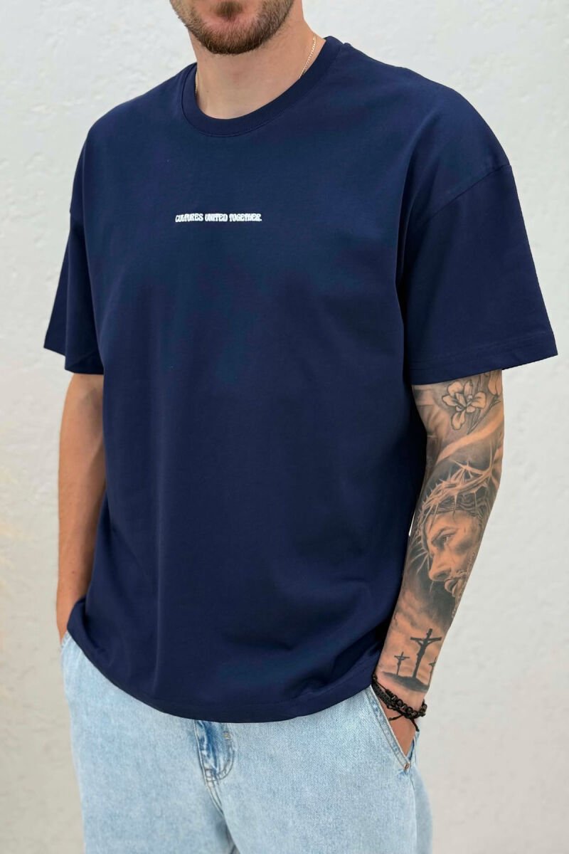 FRONT WRITTINGS ONE COLOR MEN T-SHIRT BLUE/BLU - 4