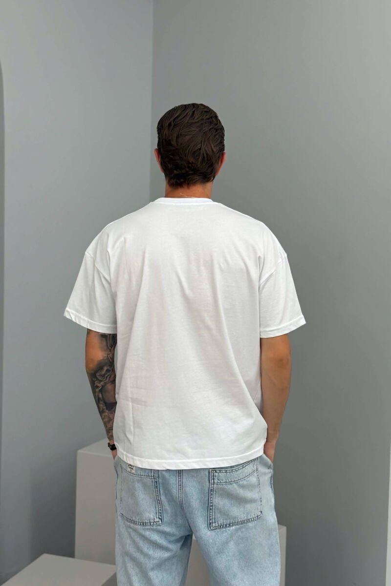 FRONT WRITTINGS ONE COLOR MEN T-SHIRT WHITE-E BARDHE - 2