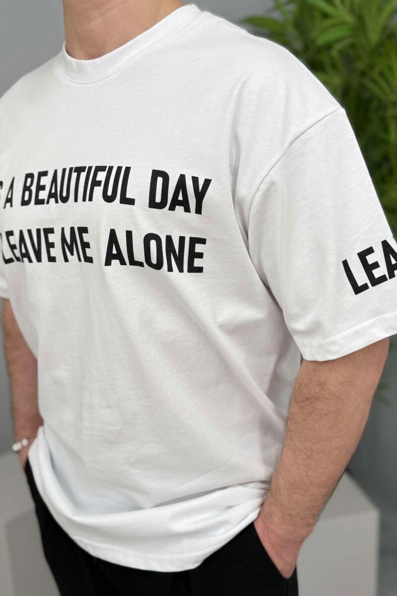 FRONT WRITTINGS ONE COLOR MEN T-SHIRT WHITE-E BARDHE - 2