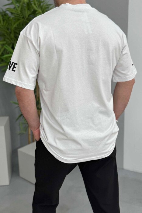 FRONT WRITTINGS ONE COLOR MEN T-SHIRT WHITE-E BARDHE - 3
