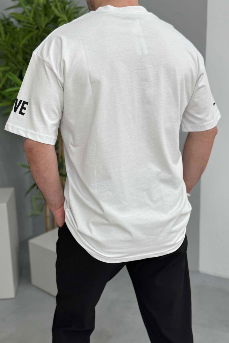 FRONT WRITTINGS ONE COLOR MEN T-SHIRT WHITE-E BARDHE - 3