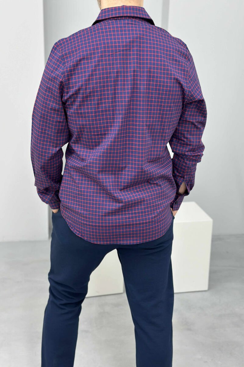 FRONT WRITTINGS PLAID MEN SHIRT BLUE/BLU - 3