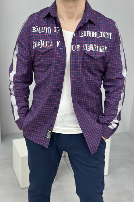 FRONT WRITTINGS PLAID MEN SHIRT BLUE/BLU - 2