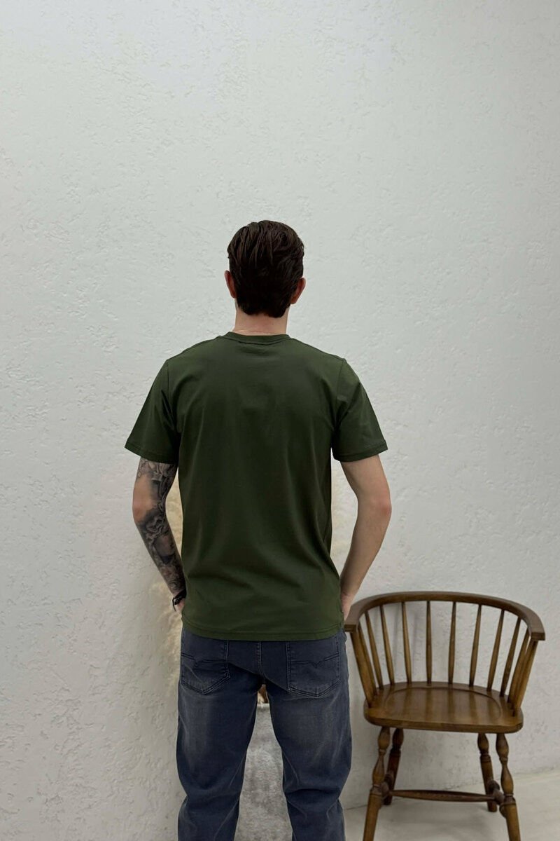 FRONT WRITTINGS ROUND NECK MEN T-SHIRT GREEN/JESHILE - 4
