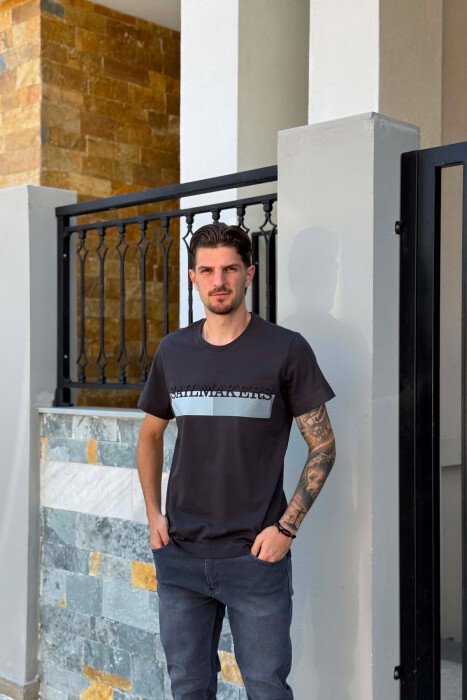 FRONT WRITTINGS ROUND NECK MEN T-SHIRT GREY/GRI 