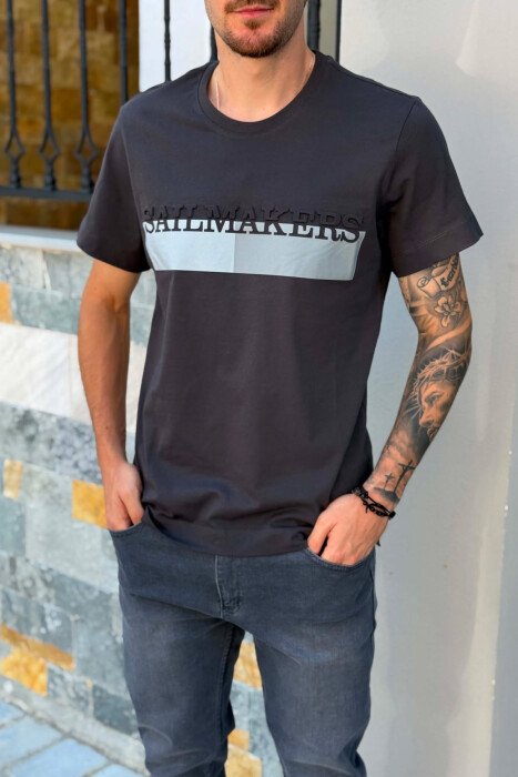 FRONT WRITTINGS ROUND NECK MEN T-SHIRT GREY/GRI - 2