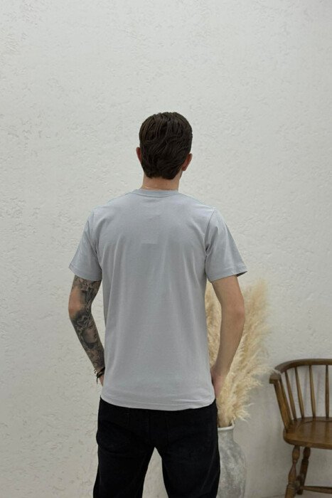 FRONT WRITTINGS ROUND NECK MEN T-SHIRT LIGHT GREY/GZ - 4