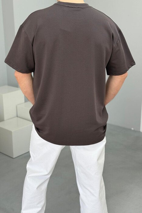 FRONT WRITTINGS ROUND NECK ONE COLOR MEN T-SHIRT DARK GREY/GEE - 2