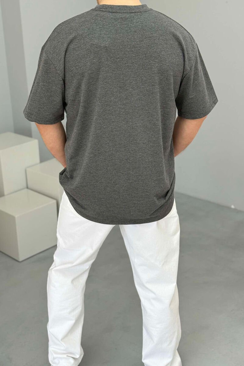 FRONT WRITTINGS ROUND NECK ONE COLOR MEN T-SHIRT GREY/GRI - 3