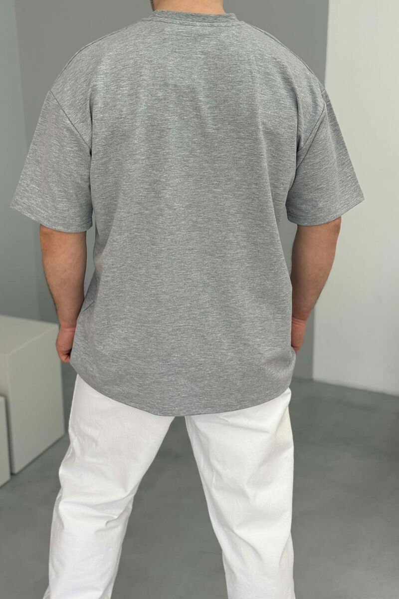 FRONT WRITTINGS ROUND NECK ONE COLOR MEN T-SHIRT LIGHT GREY/GZ - 3