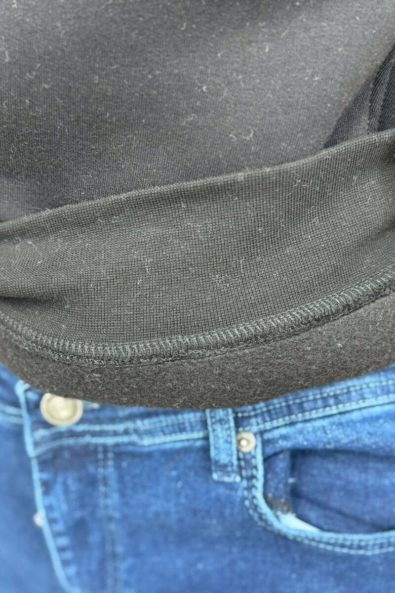 FRONT WRITTINGS SIMPLE FLUFFY MEN HOODIE BLACK/ E ZEZE - 5