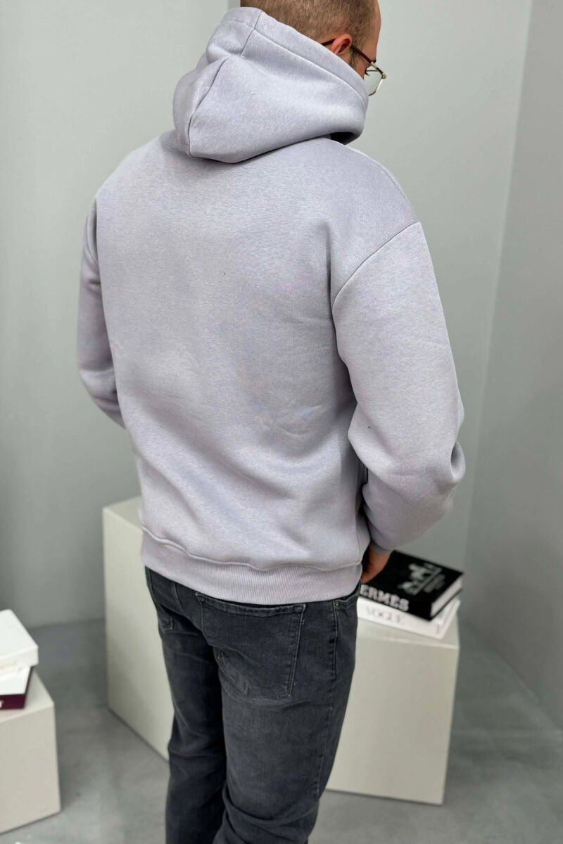 FRONT WRITTINGS SIMPLE FLUFFY MEN HOODIE GREY/GRI - 3