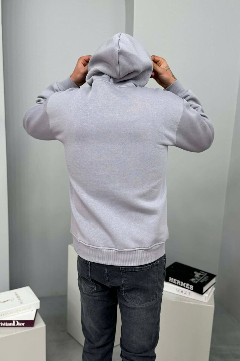 FRONT WRITTINGS SIMPLE FLUFFY MEN HOODIE GREY/GRI - 4