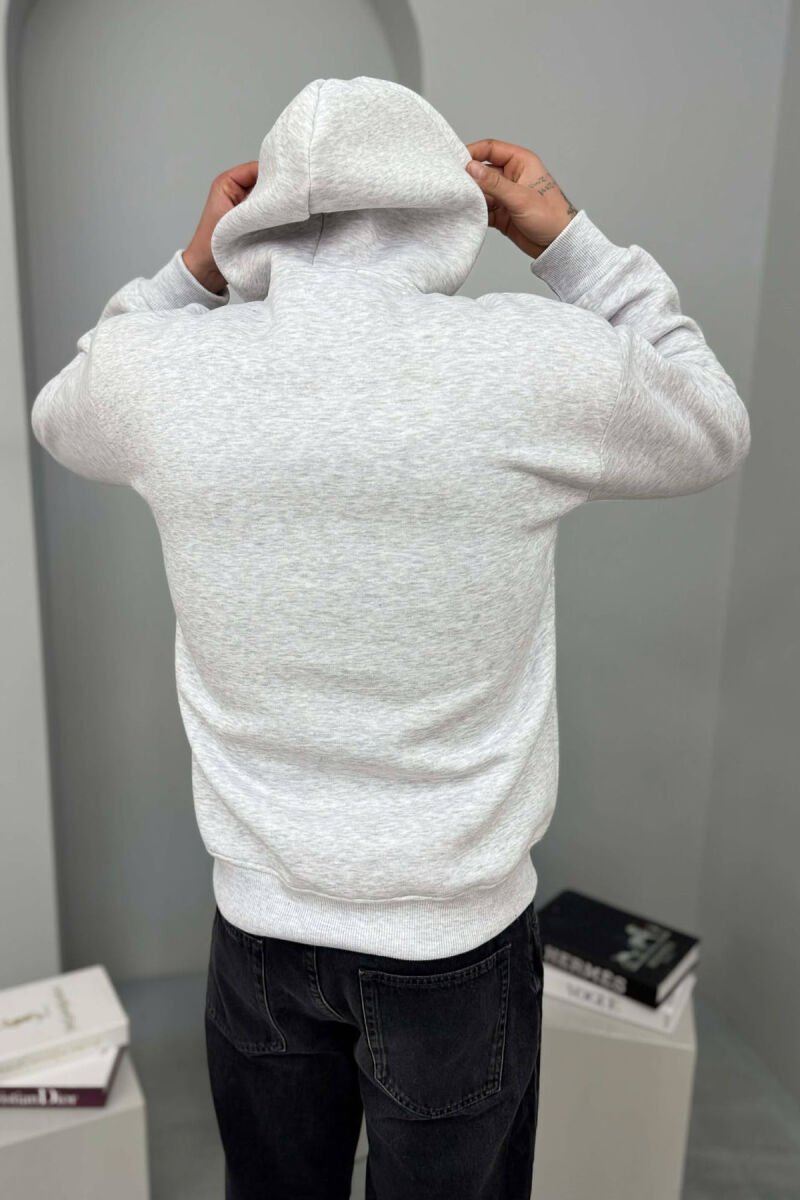 FRONT WRITTINGS SIMPLE FLUFFY MEN HOODIE LIGHT GREY/GZ - 4