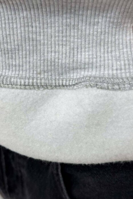 FRONT WRITTINGS SIMPLE FLUFFY MEN HOODIE LIGHT GREY/GZ - 5