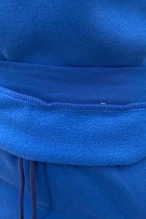 FRONT WRITTINGS SWEATSHIRT + SWEATPANTS FLUFFY WOMAN SET BLUE/BLU - 4