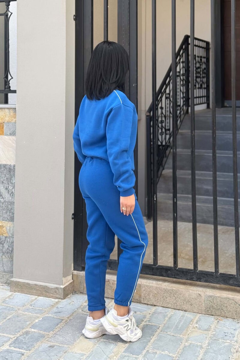 FRONT WRITTINGS SWEATSHIRT + SWEATPANTS FLUFFY WOMAN SET BLUE/BLU - 6