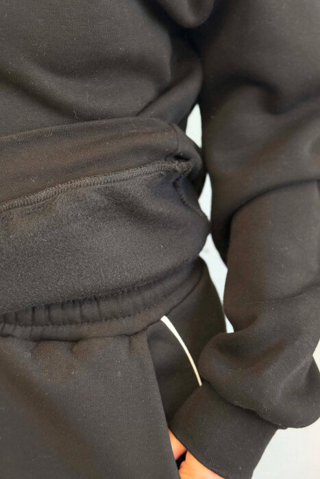 FRONT WRITTINGS SWEATSHIRT + SWEATPANTS WOMAN SET BLACK/ E ZEZE - 4