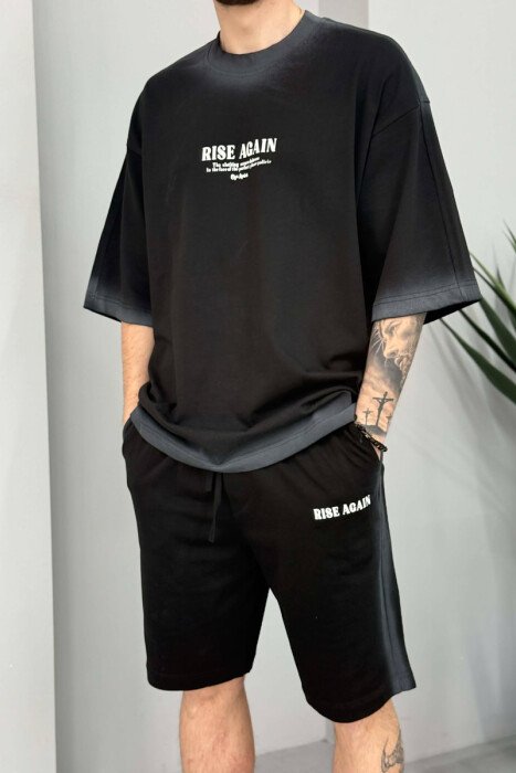 FRONT WRITTINGS T-SHIRT + SHORTS MEN SET BLACK/ E ZEZE - 4