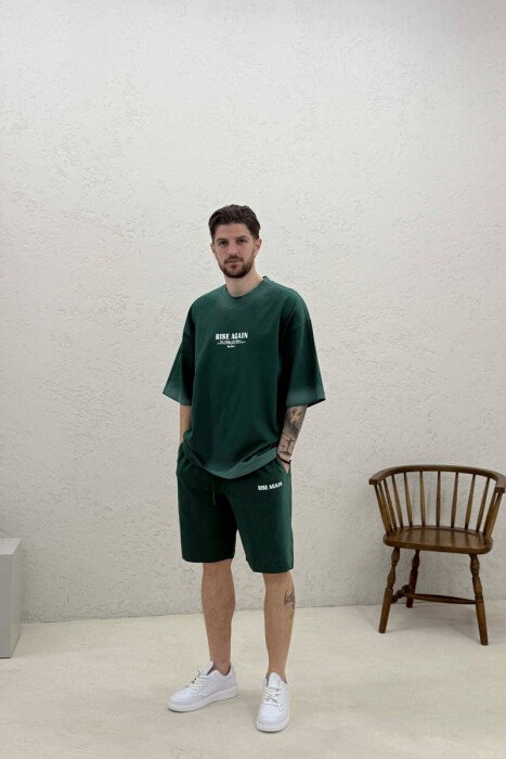 SET NJE NGJYRESH T-SHIRT + TUTA TE SHKURTRA PER MESHKUJ NE NGJYRE JESHILE - 3