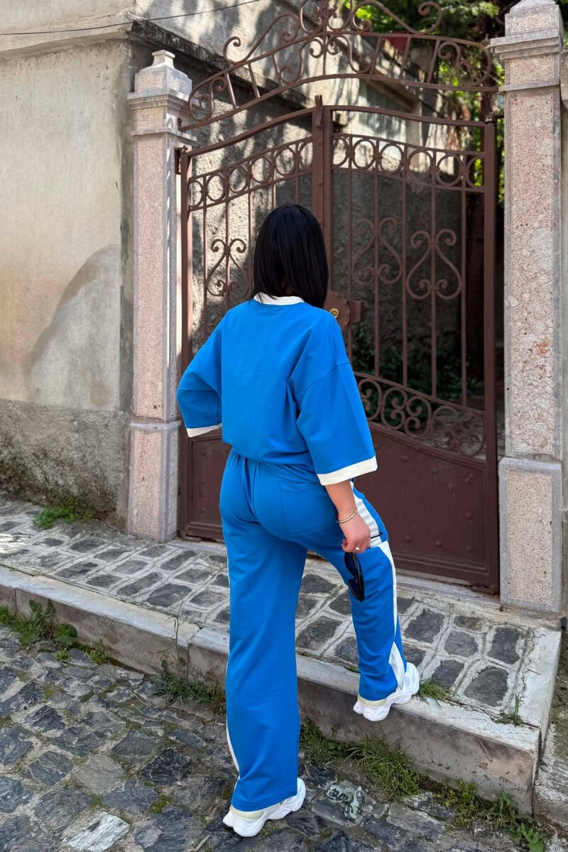 FRONT WRITTINGS T- SHIRT + SWEATPANTS WOMAN SET BLUE/BLU - 2