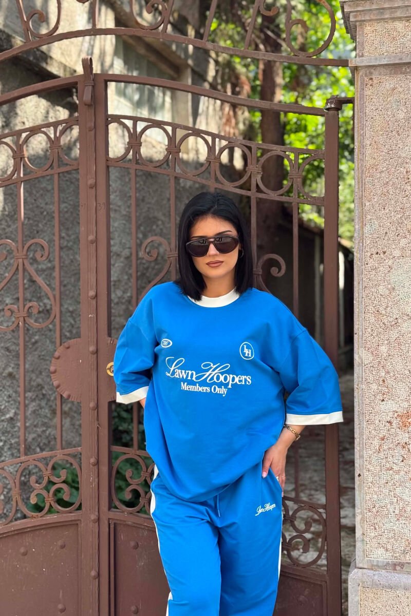 FRONT WRITTINGS T- SHIRT + SWEATPANTS WOMAN SET BLUE/BLU - 6