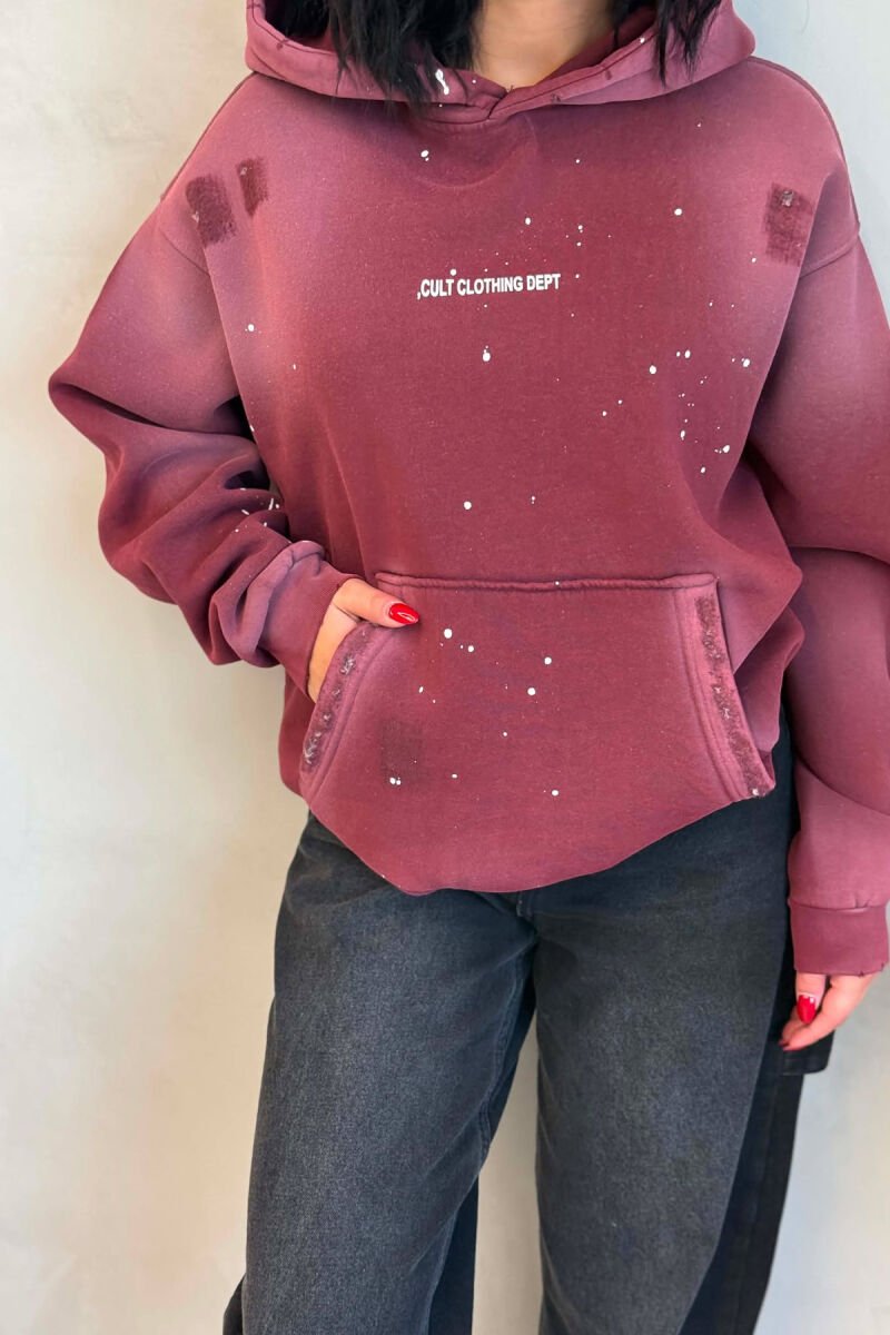 FRONT WRITTINGS WOMAN HOODIE BURGUNDY/VISHNJE - 2