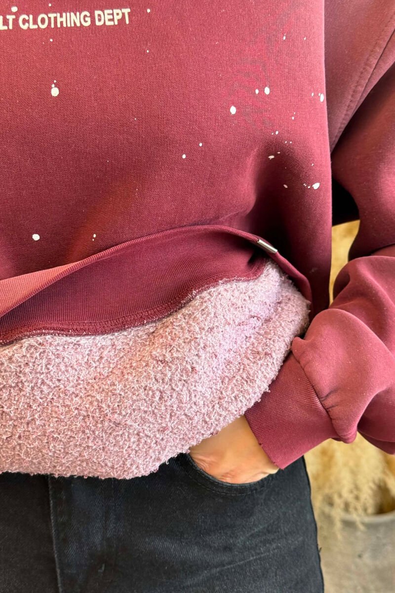 FRONT WRITTINGS WOMAN HOODIE BURGUNDY/VISHNJE - 4