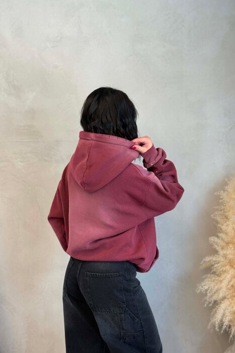 FRONT WRITTINGS WOMAN HOODIE BURGUNDY/VISHNJE - 5