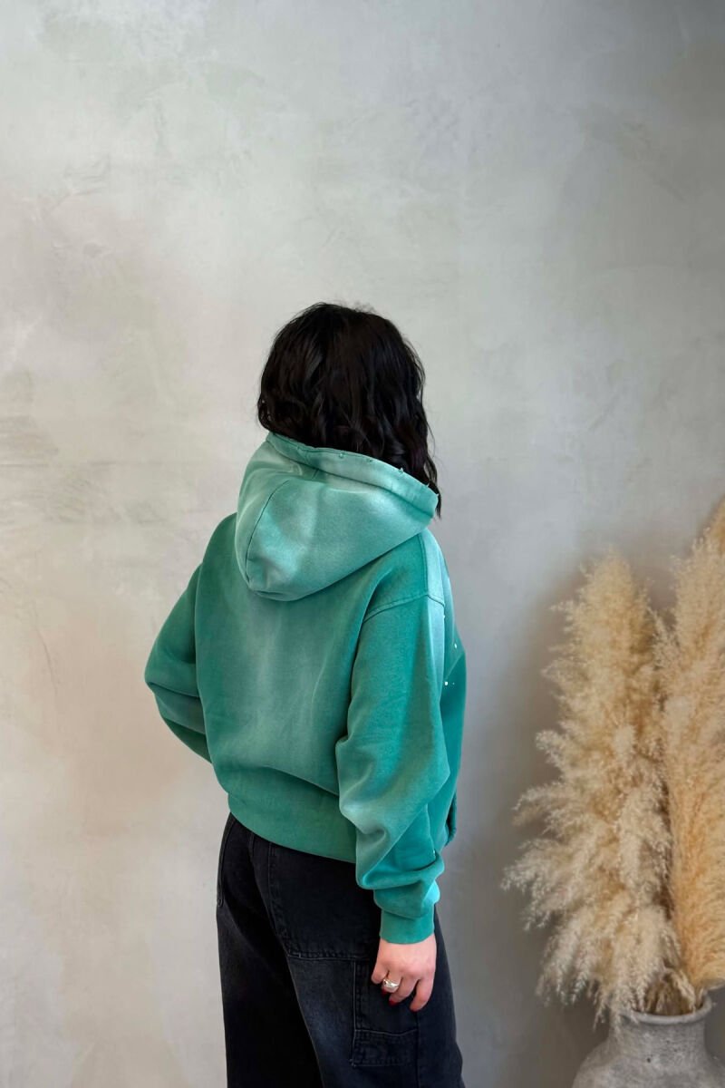 FRONT WRITTINGS WOMAN HOODIE GREEN/JESHILE - 3