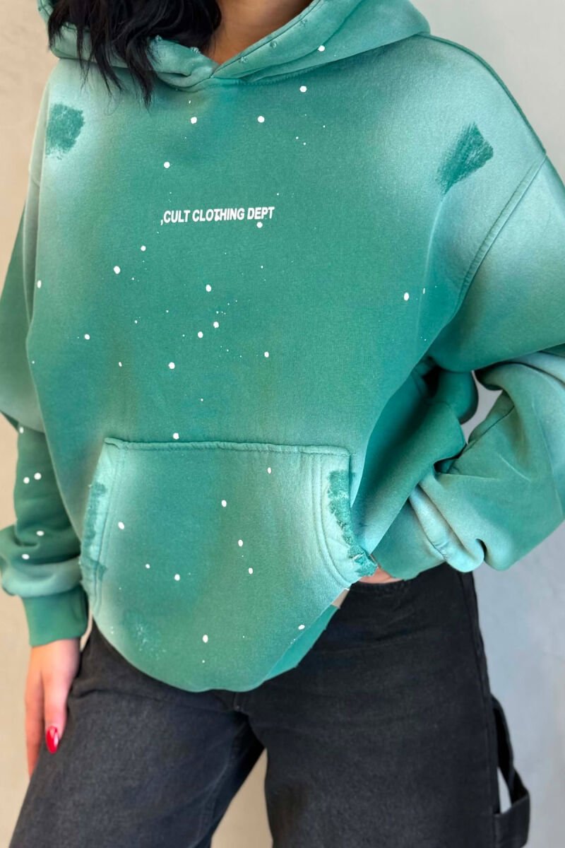 FRONT WRITTINGS WOMAN HOODIE GREEN/JESHILE - 5