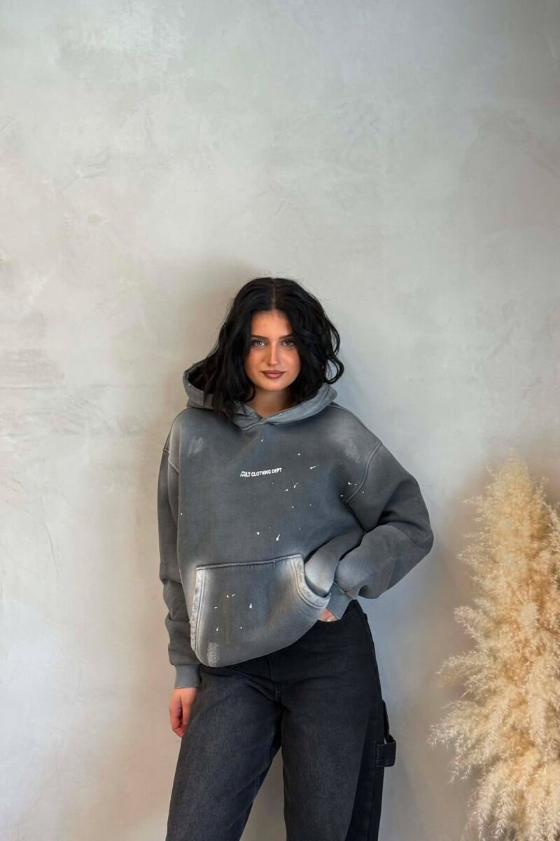 FRONT WRITTINGS WOMAN HOODIE GREY/GRI - 1