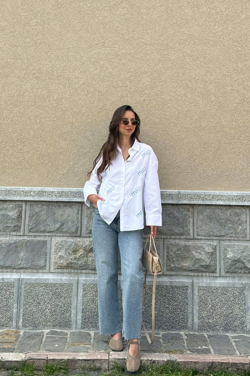 FRONT WRITTINGS WOMAN SHIRT WHITE-BLUE/BABL - 2