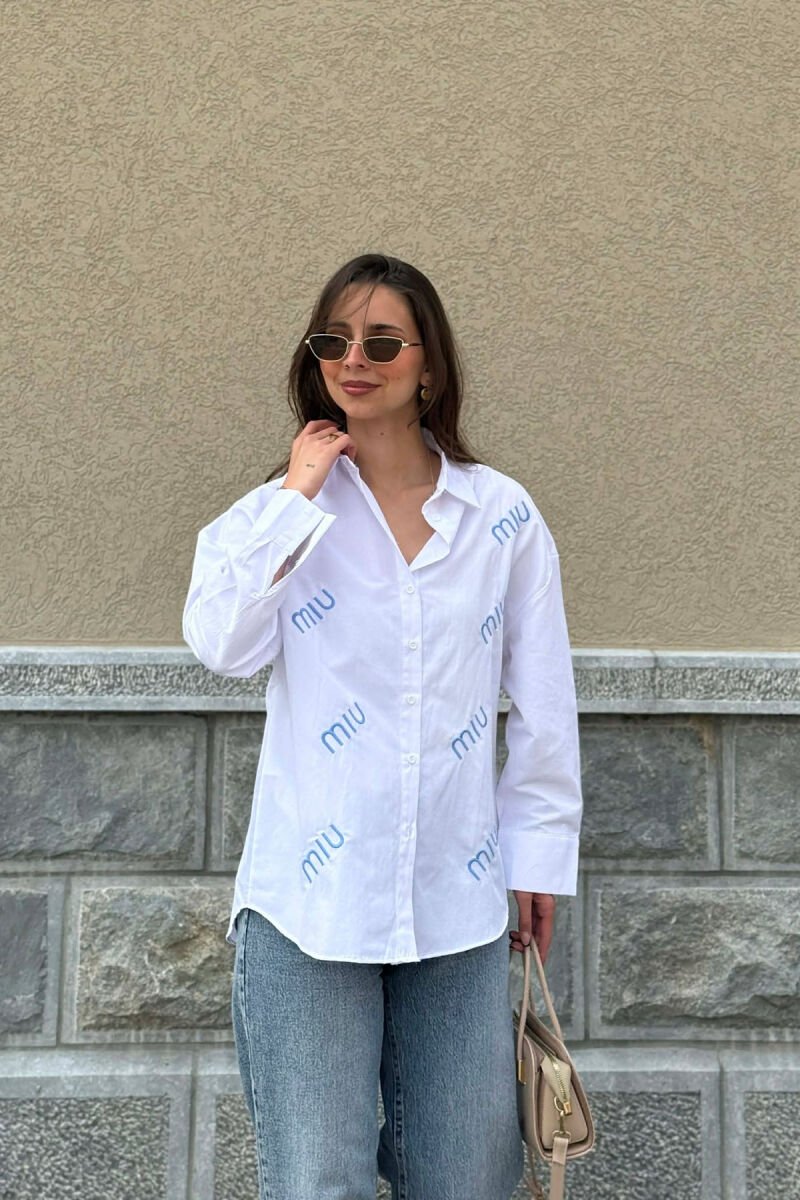 FRONT WRITTINGS WOMAN SHIRT WHITE-BLUE/BABL - 3