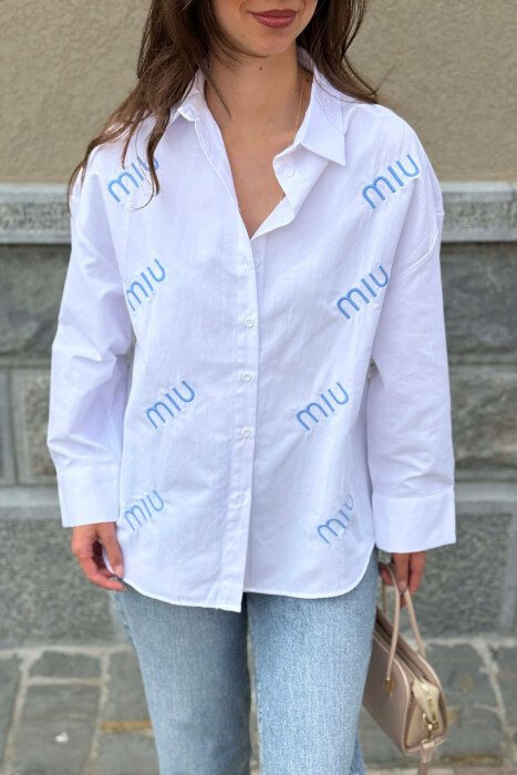 FRONT WRITTINGS WOMAN SHIRT WHITE-BLUE/BABL - 6